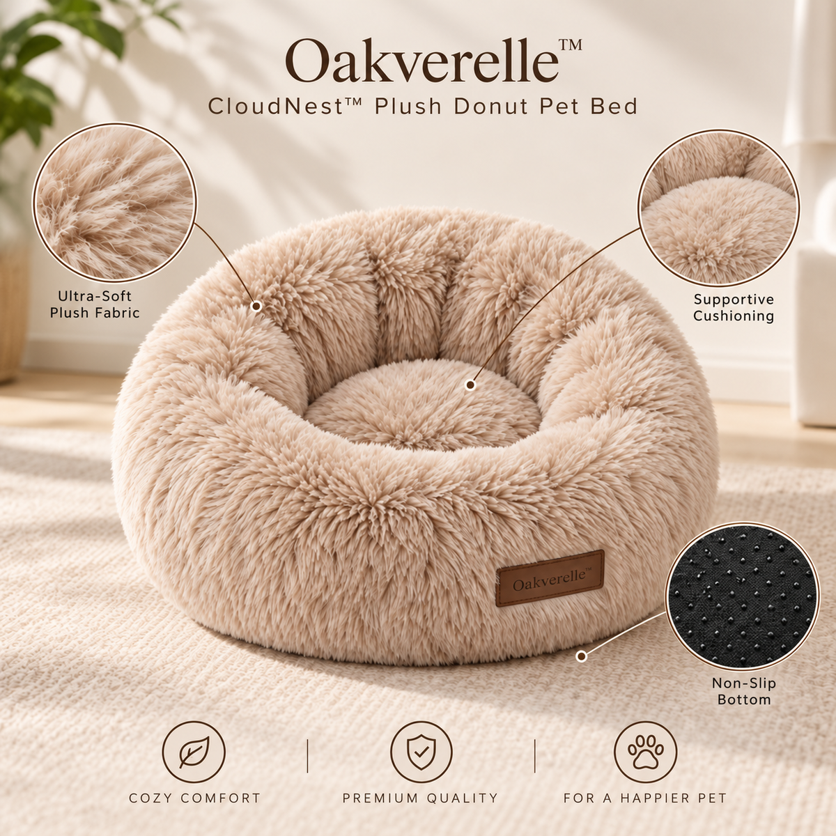 CloudNest™ Plush Donut Pet Bed materials image