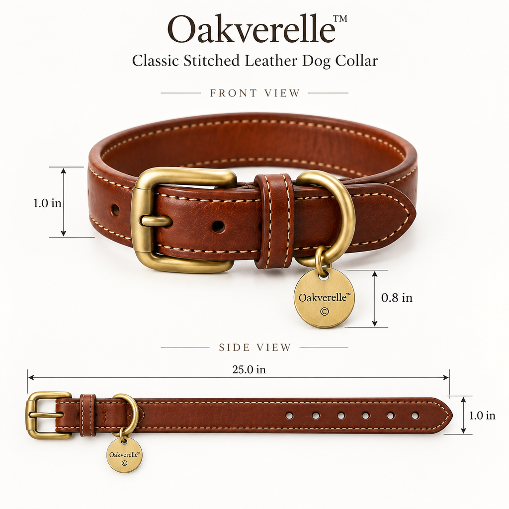 HeritageStitch™ Leather Dog Collar dimensions image