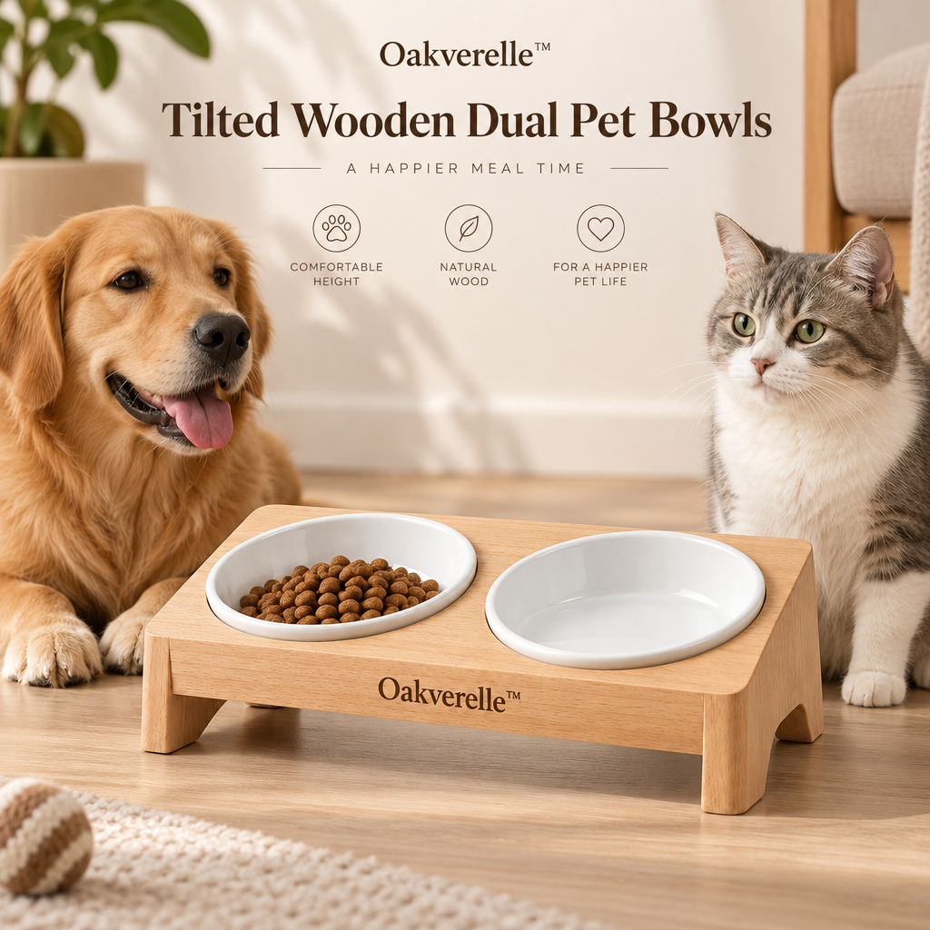 MeadowRise™ Tilted Wooden Double Feeder lifestyle image