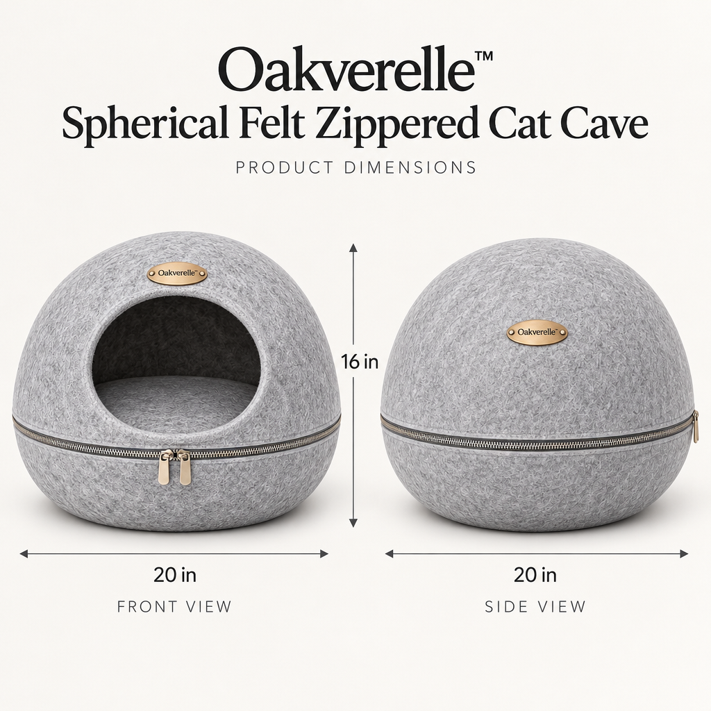 QuietCove™ Felt Zippered Cat Cave dimensions image