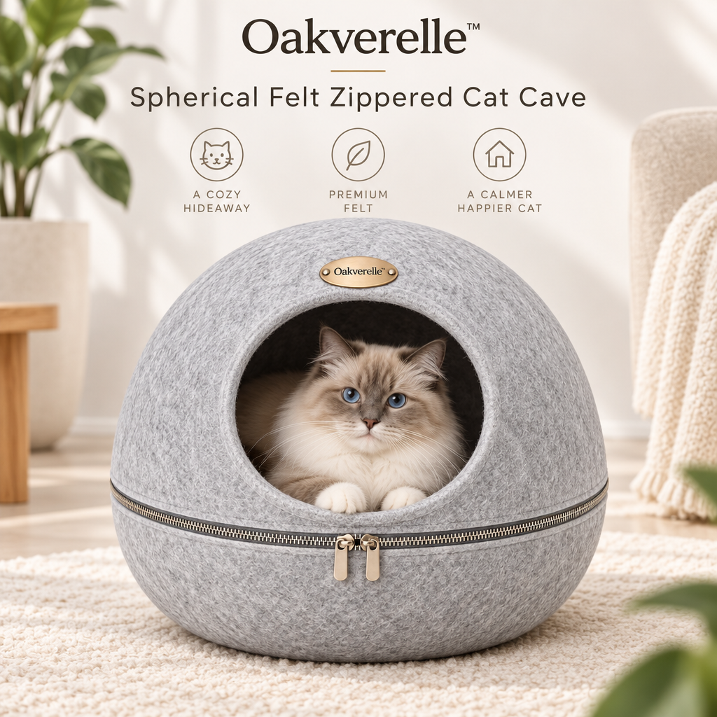 QuietCove™ Felt Zippered Cat Cave hero image
