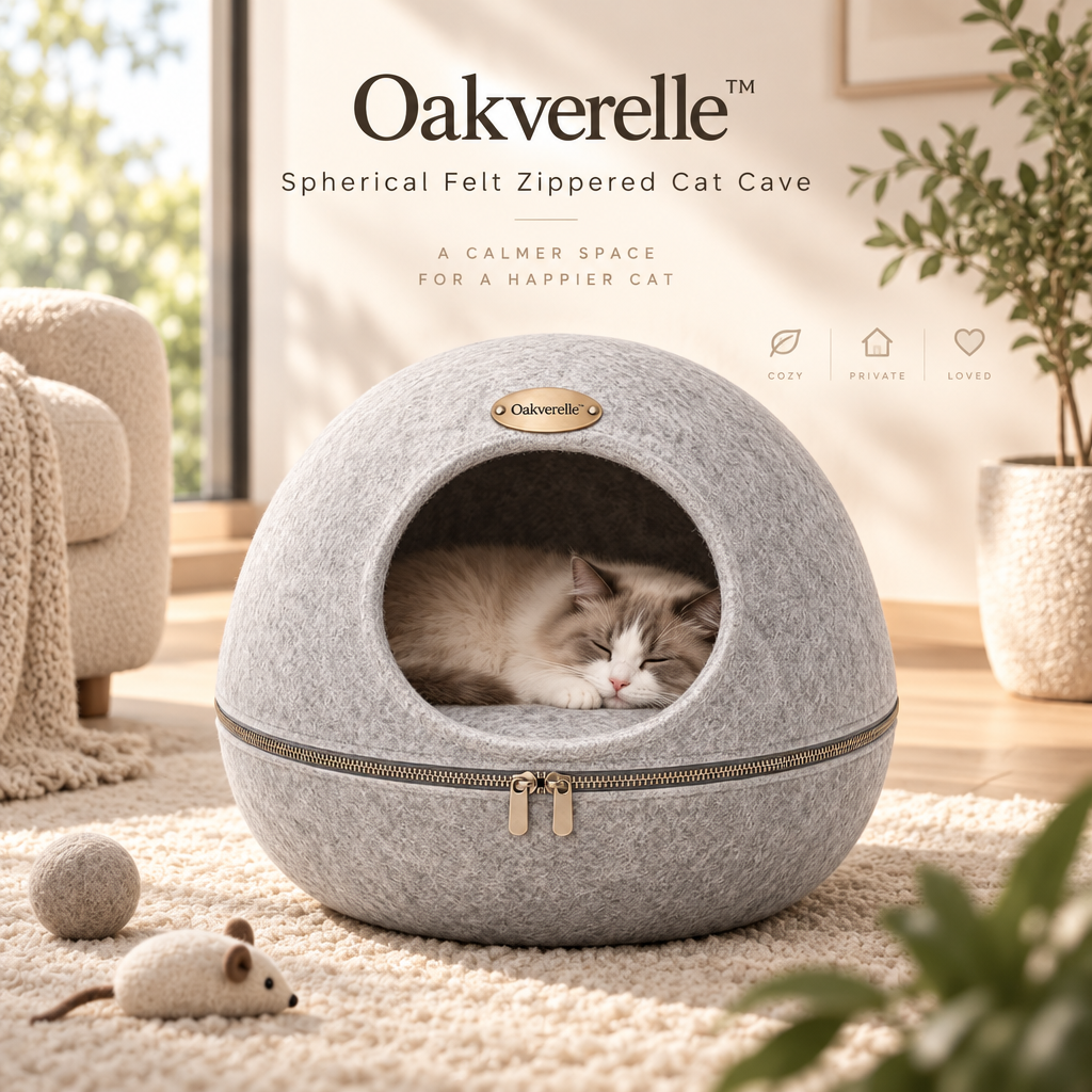 QuietCove™ Felt Zippered Cat Cave lifestyle image