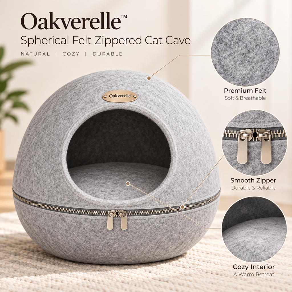 QuietCove™ Felt Zippered Cat Cave materials image