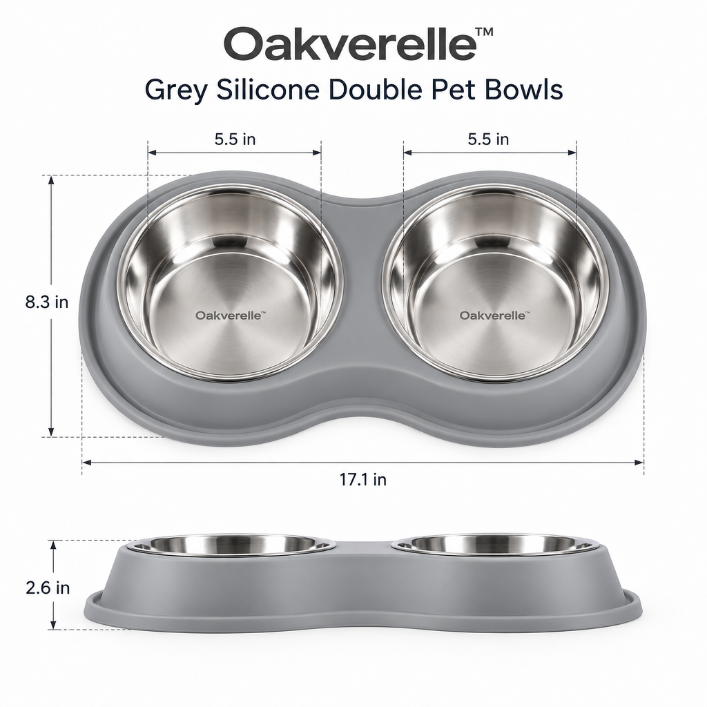StoneServe™ Silicone Double Pet Bowls dimensions image