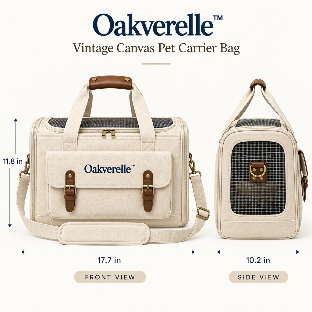 Wayfarer™ Vintage Canvas Pet Carrier dimensions image